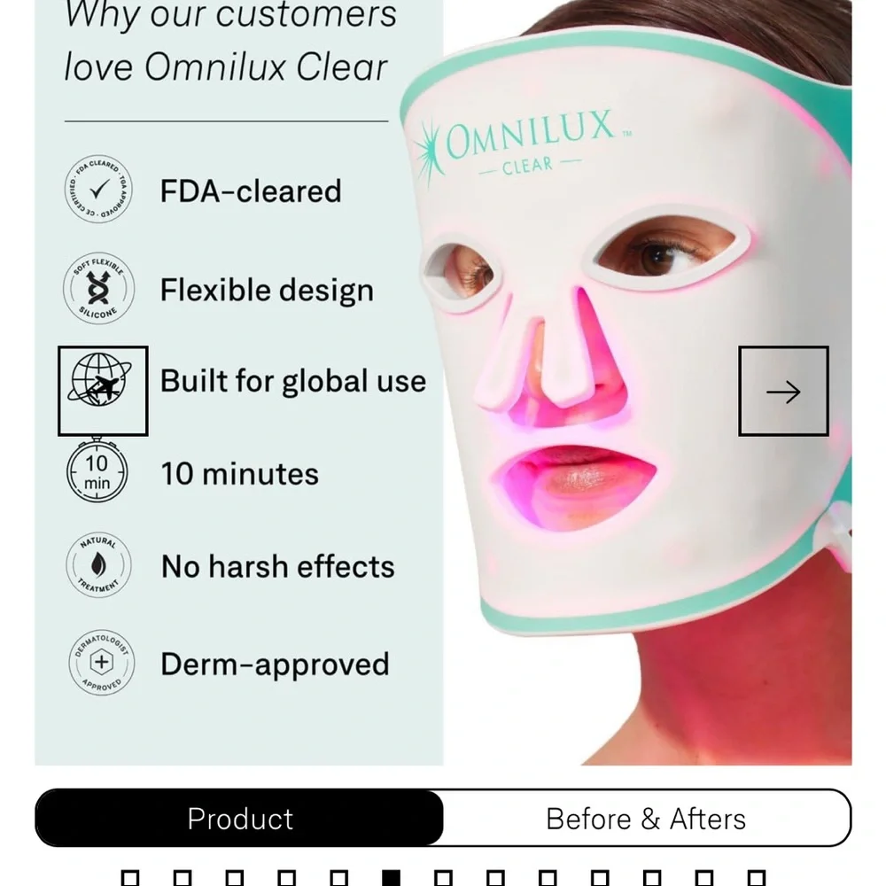 Omnilux Clear LED Light Therapy Mask - excellent condition - Picture 3 of 9